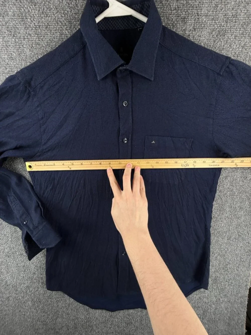 Lanvin Collection Dark Blue Flannel Soft Button Up Shirt Long Sleeve Size 100